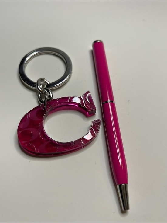 Coach Accessories - Coach Pink 'C' Acrylic Keychain with Hot Pink Coach Pen